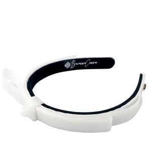 NEW Brianna Cannon Women’s Thin White Velvet Ribbon Bow Headband